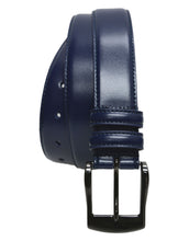 7910 - Toneka Mens Wine Navy Tan Stitched Feather Edge Dress Belt