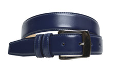7910 - Toneka Mens Wine Navy Tan Stitched Feather Edge Dress Belt