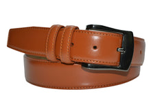 7910 - Toneka Mens Wine Navy Tan Stitched Feather Edge Dress Belt