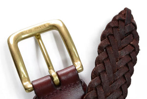 796 - Toneka Men's Woven Braided Leather Belt with Solid Brass Buckle