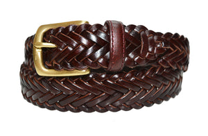 796-BRN Toneka dark reddish brown weave dapper leather belt