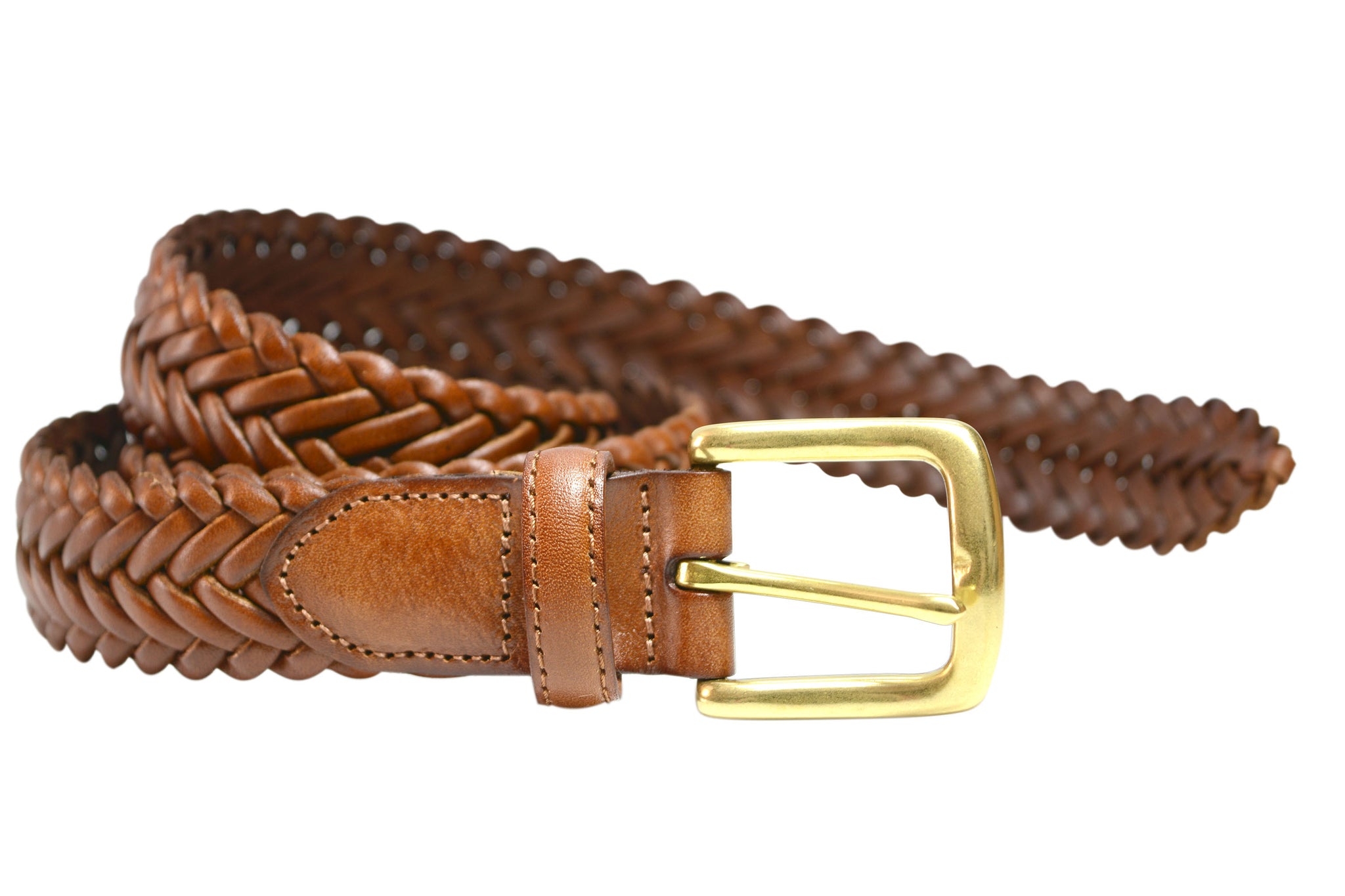 Vintage, Accessories, Dark Brown Oil Tanned Leather Belt Woven Braided  Split Leather Brass Buckle L