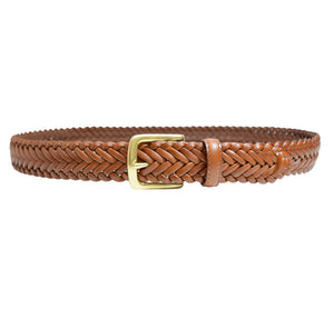 796-TAN Toneka preppy walnut caramel tan light brown braided leather belt