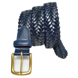 796 - Toneka Men's Woven Braided Leather Belt with Solid Brass Buckle