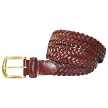 796 - Toneka Men's Woven Braided Leather Belt with Solid Brass Buckle